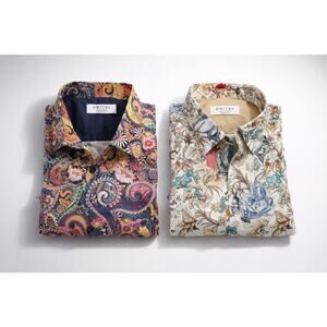 Dmitry Mens Italian Designer Paisley Button Down Long Sleeve Shirt L (lot Of 2)